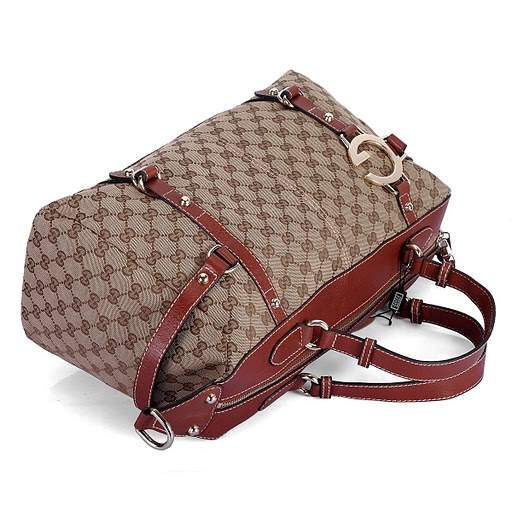 1:1 Gucci 247384 New Charlotte Large Tote Bags-Brown Fabric - Click Image to Close